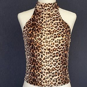 Charlotte Russe Cheetah Print Keyhole Tank Top